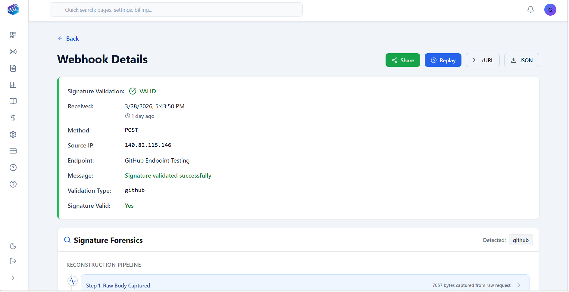 Hookmetry Webhook Payload Inspector Details